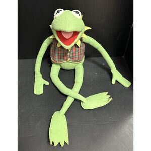 Macys Muppets Kermit the Frog Plush Eden Toys Jim Henson 24” Plaid Vest Bow Tie